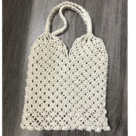 NWT J.Crew Cadiz Hand Knotted Rope Tote Bag In Natural Beige - Picture 7 of 8